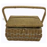 Vintage Sewing Basket w/ Contents - 13 x 8 x 7