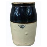 Vintage 6 Gallon Brown & White Crock