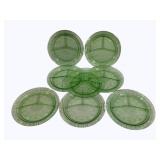8 Green Uranium Divided Plates - 10.5"