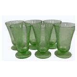 6 Green Uranium Glasses - 5"