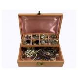 Jewelry Box w/ Costume Jewelry - 11.5 x 8 x 3.5