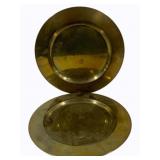 2 Brass Chargers - 12" round