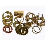 10 Pair of pierced earrings gold tone & enamel