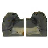 Set of Cut Stone Bookends - 8 x 6 x 3 1/4