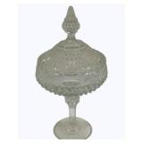 Vintage Lidded Pedestal Candy Dish - 12.25" tall