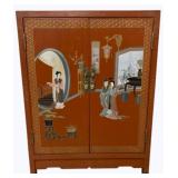 Oriental Painted 2 Door Cabinet 30 x 23 x 11