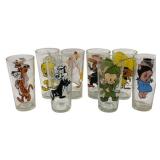 8 1973 Looney Toons Character Glasses - 6"