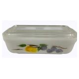 Fire King Gay Fad Fruit Refrigerator Dish w/ Lid