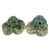 2 Ceramic Frog on Lilly Pads - 5 x 5 x 4