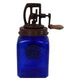 Cobalt Blue Glass Butter Churn 12"