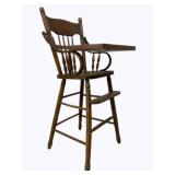 Vintage Carved High Chair w/ Tray