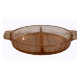 Pink Depression Glass Divided Dish - 8.5 x 5