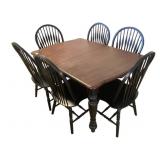 Farmhouse Dining Table w/ 6 Windsor chairs