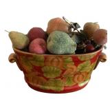 Fruit Bowl w/ Faux Fruit - 9 x 12 x 8