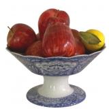 Blue/White Compote w/ Artificial Fruit - 10 x 5.5
