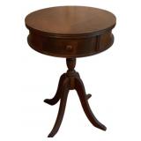 Duncan Phyfe style Wood Drum Table - 17 x 25