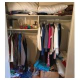 Closet Lot of Assorted Clothes, Pillows & More