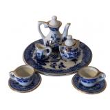 Vintage Miniature Blue/White Tea Set - 4 x 2