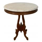 Victorian Marble-Top Walnut Table - 24 x 29