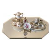 2 Miniature Tea Sets w/ Mirror Tray