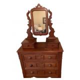 5 Drawer Victorian Dresser w/Mirror - 39 x 19 x 70