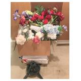Box of Assorted Faux Flowers & More