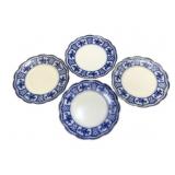 4 English Flow Blue "Melbourne" Plates - 10"