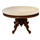 Walnut Marble-Top Coffee Table - 22 x 31 x 19