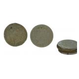 2 Half Cents and 4 Steel Pennies