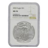 2022 MS70 Eagle Silver Dollar in Case