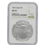 2022 MS70 Eagle Silver Dollar in Case