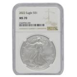 2022 MS70 Eagle Silver Dollar in Case