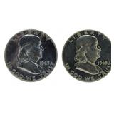 2 1963 Franklin Half Dollars