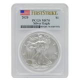 First Strike PCGS MS70 2020 Eagle Silver Dollar
