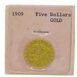 1909 Indian 5 Dollar Gold Coin