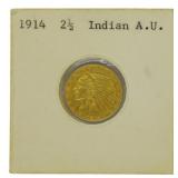1914 2 1/2 Dollar Gold Indian Coin