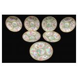 7 Rose Medallion China Plates - 4.5" Round