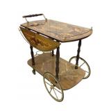 Inlaid Tea Cart with Brass Gallery