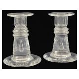 Pair Steuben Glass Candlesticks 4.5"