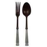 Wooden Salad Set with Sterling Handles