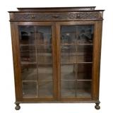 Intricately Carved Oak 2 Door Bookcase