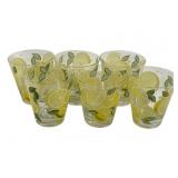 6 Lemon Mid-Century Glasses - 4 1/4" Tall