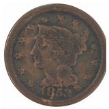 1853 Large One Cent piece