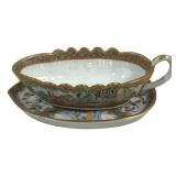 Rose Medallion Gravy Boat & Under Plate - 7 x 5