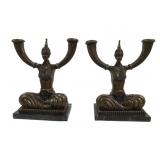 Erte Romain De Tirtoff Bronze Candlesticks