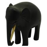 Carved Ebony Wood Elephant (Missing Tusk & eye)