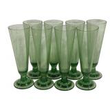 8 Green Plastic Pilsner Glasses - 8" tall