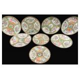 8 Rose Medallion China Plates - 9",10" Round