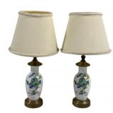 Matching Pair Porcelain Lamps - 16" Tall