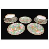 7 Rose Medallion China Plates & 2 Cups